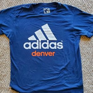 Adidas Denver limited edition Go-To cotton T-shirt.  Blue white orange Broncos